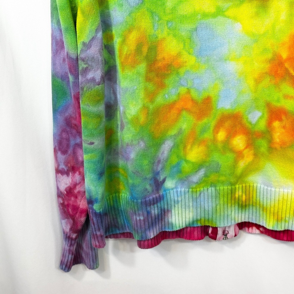 NorthStyle XL Jacket Handmade Tie Dye Cotton Knit Zip Up Hoodie Rainbow 1742 - Picture 10 of 12